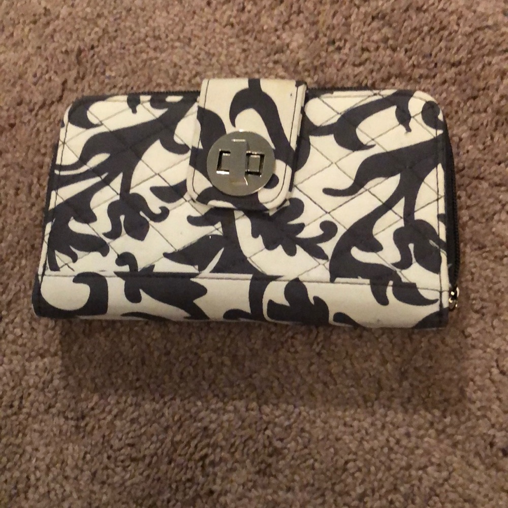 Gray and white wallet